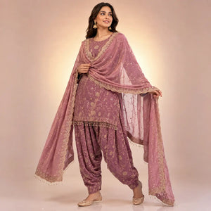 Frendy Silk Embroidered Patiala Suit Set