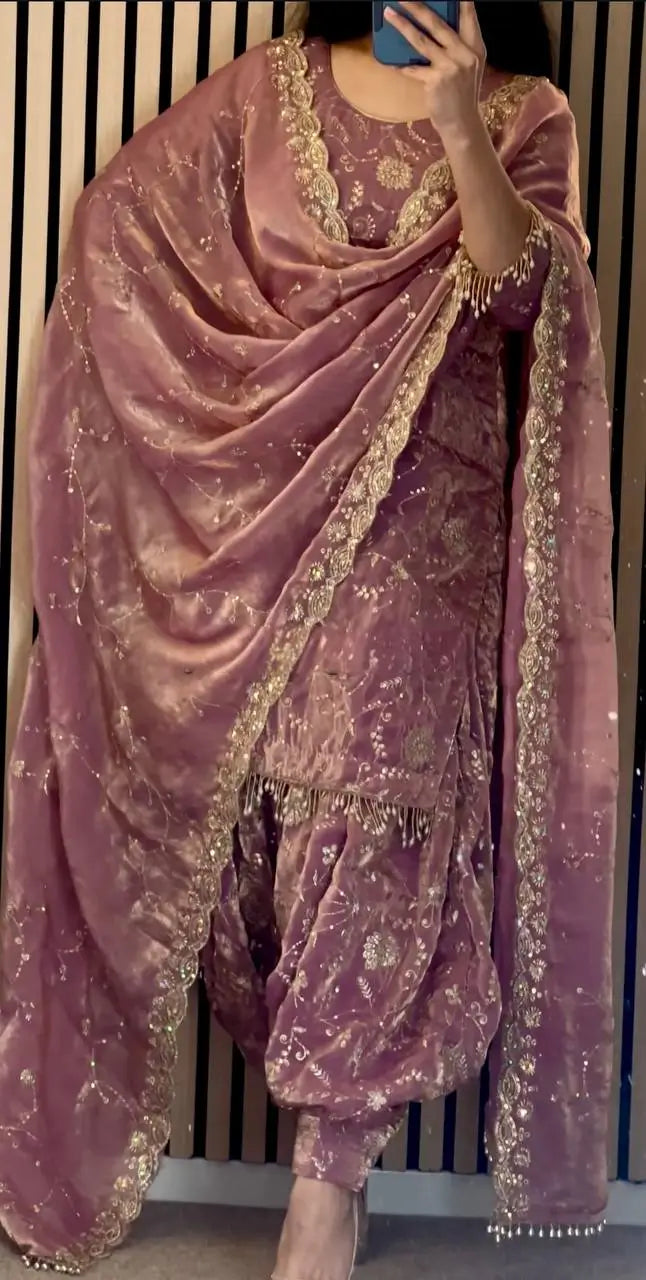 Frendy Silk Embroidered Patiala Suit Set