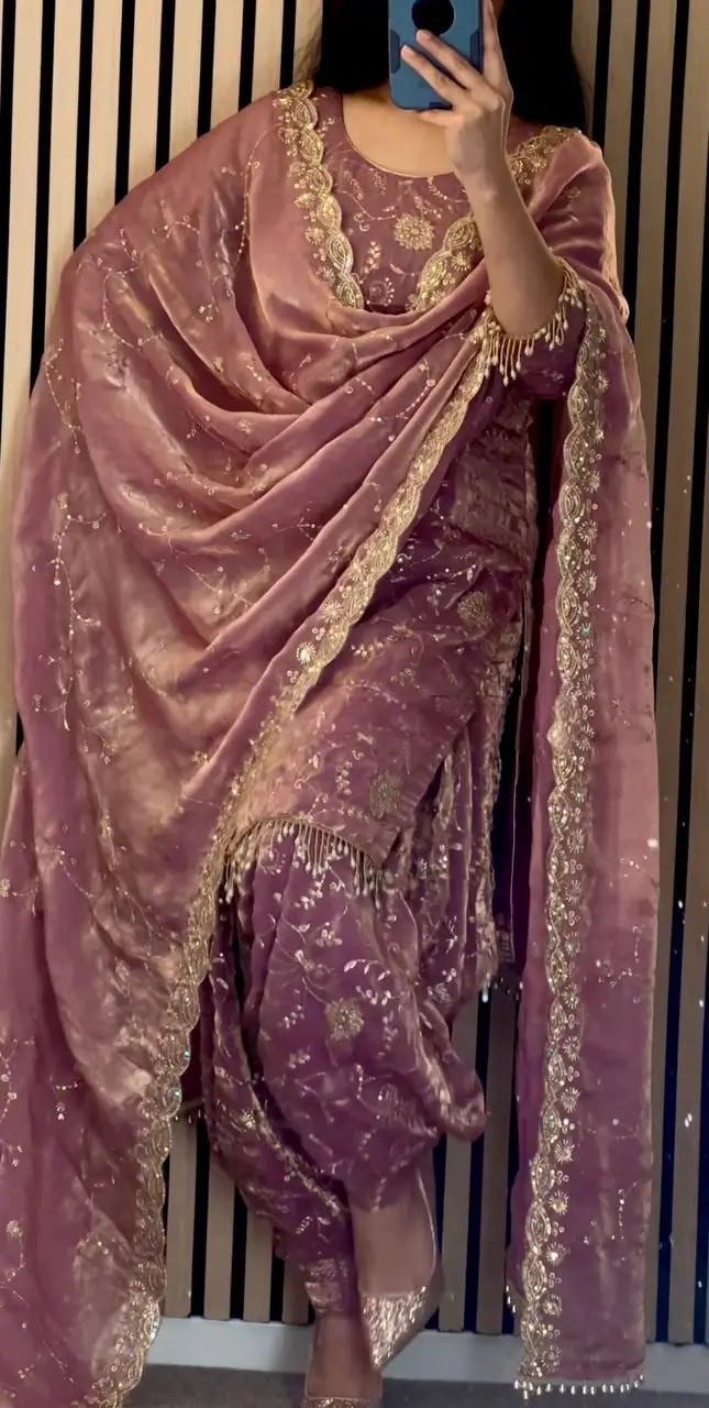 Frendy Silk Embroidered Patiala Suit Set