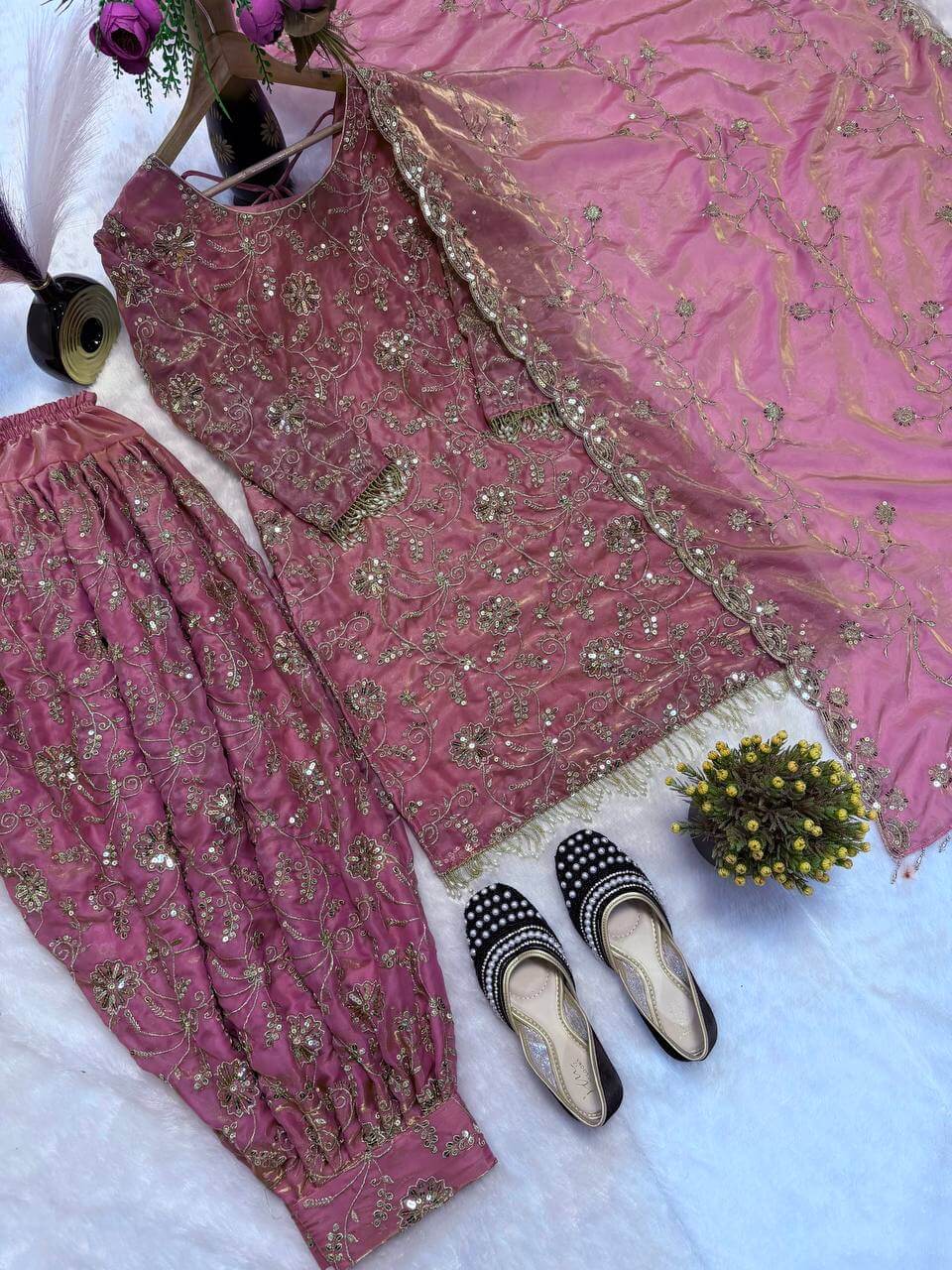 Frendy Silk Embroidered Patiala Suit Set