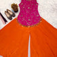 Fuchsia Floral Halter Sharara Set