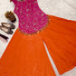 Fuchsia Floral Halter Sharara Set