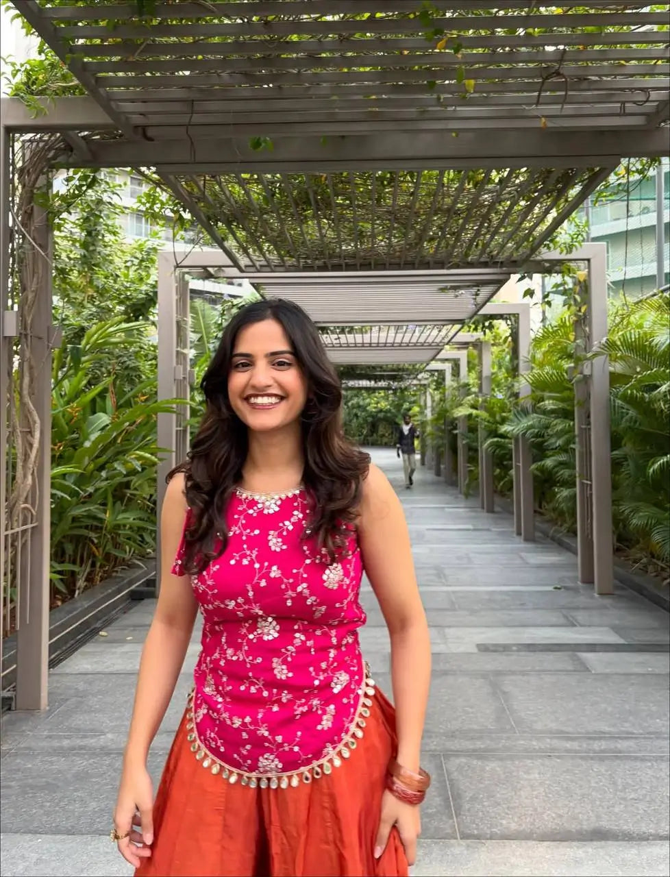 Fuchsia Floral Halter Sharara Set