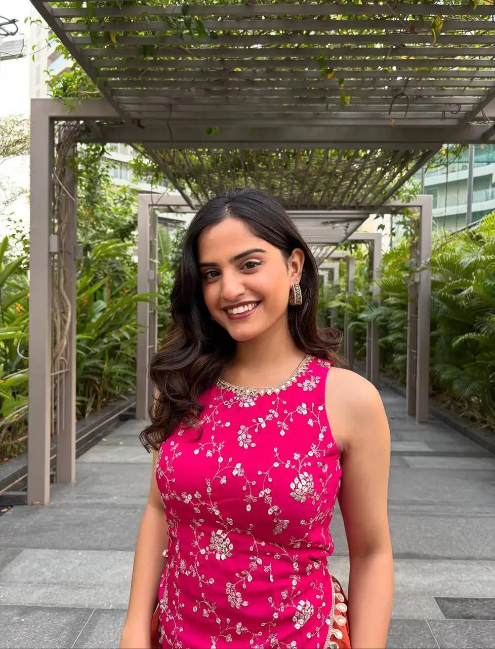 Fuchsia Floral Halter Sharara Set