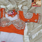 G-MEE Satin Silk Saree with Stitched Aangi Blouse with gota patti work