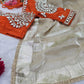 G-MEE Satin Silk Saree with Stitched Aangi Blouse with gota patti work