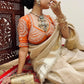 G-MEE Satin Silk Saree with Stitched Aangi Blouse with gota patti work