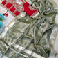 G-MEE Satin Silk Saree with Stitched Aangi Blouse with gota patti work