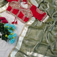 G-MEE Satin Silk Saree with Stitched Aangi Blouse with gota patti work