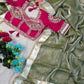 G-MEE Satin Silk Saree with Stitched Aangi Blouse with gota patti work