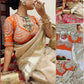 G-MEE Satin Silk Saree with Stitched Aangi Blouse with gota patti work