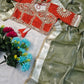 G-MEE Satin Silk Saree with Stitched Aangi Blouse with gota patti work