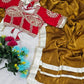 G-MEE Satin Silk Saree with Stitched Aangi Blouse with gota patti work