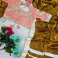 G-MEE Satin Silk Saree with Stitched Aangi Blouse with gota patti work