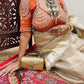 G-MEE Satin Silk Saree with Stitched Aangi Blouse with gota patti work