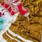 G-MEE Satin Silk Saree with Stitched Aangi Blouse with gota patti work