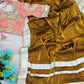 G-MEE Satin Silk Saree with Stitched Aangi Blouse with gota patti work