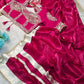 G-MEE Satin Silk Saree with Stitched Aangi Blouse with gota patti work