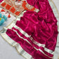 G-MEE Satin Silk Saree with Stitched Aangi Blouse with gota patti work