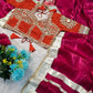 G-MEE Satin Silk Saree with Stitched Aangi Blouse with gota patti work