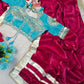 G-MEE Satin Silk Saree with Stitched Aangi Blouse with gota patti work