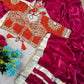 G-MEE Satin Silk Saree with Stitched Aangi Blouse with gota patti work