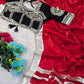 G-MEE Satin Silk Saree with Stitched Aangi Blouse with gota patti work