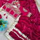 G-MEE Satin Silk Saree with Stitched Aangi Blouse with gota patti work