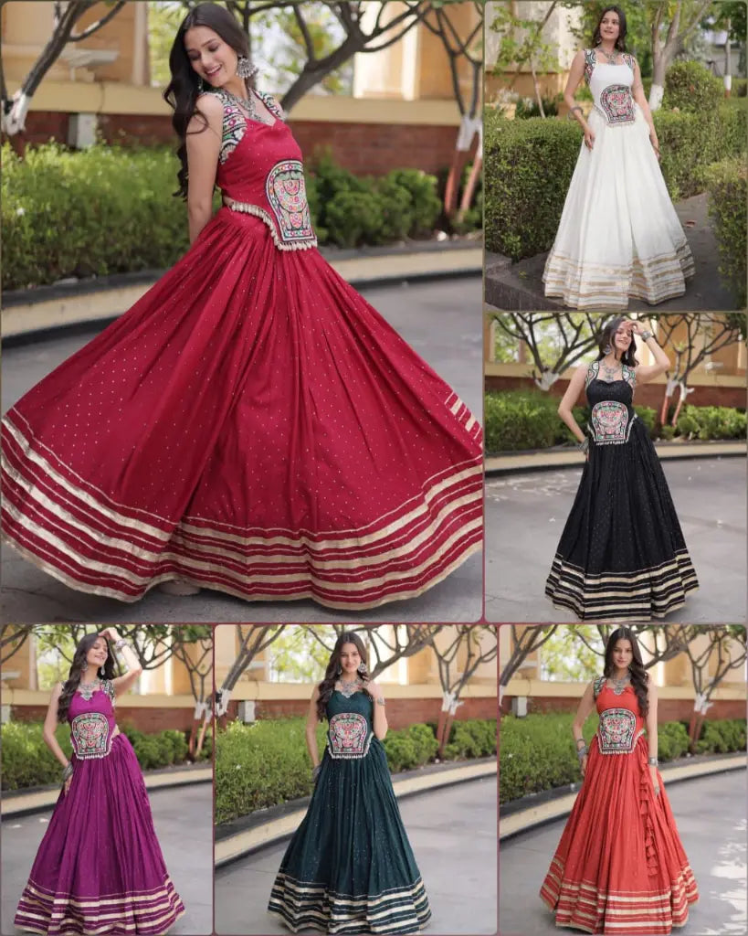 Gamthi Mirror Mukesh Lehenga