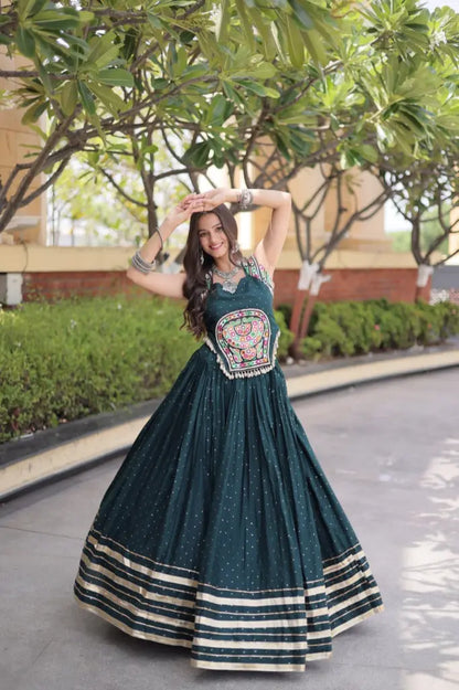 Gamthi Mirror Mukesh Lehenga