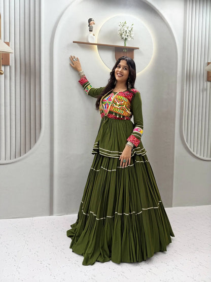 Gamthi Mirror Tiered Koti Lehenga