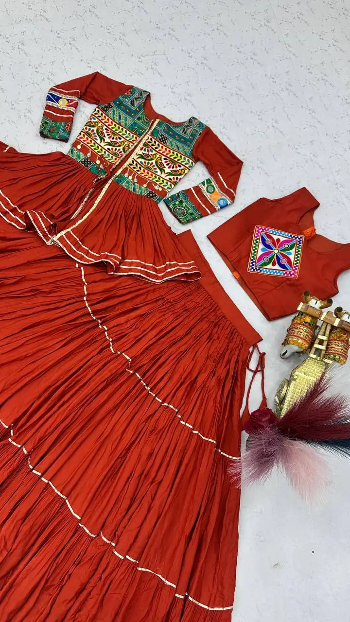 Gamthi Mirror Tiered Koti Lehenga