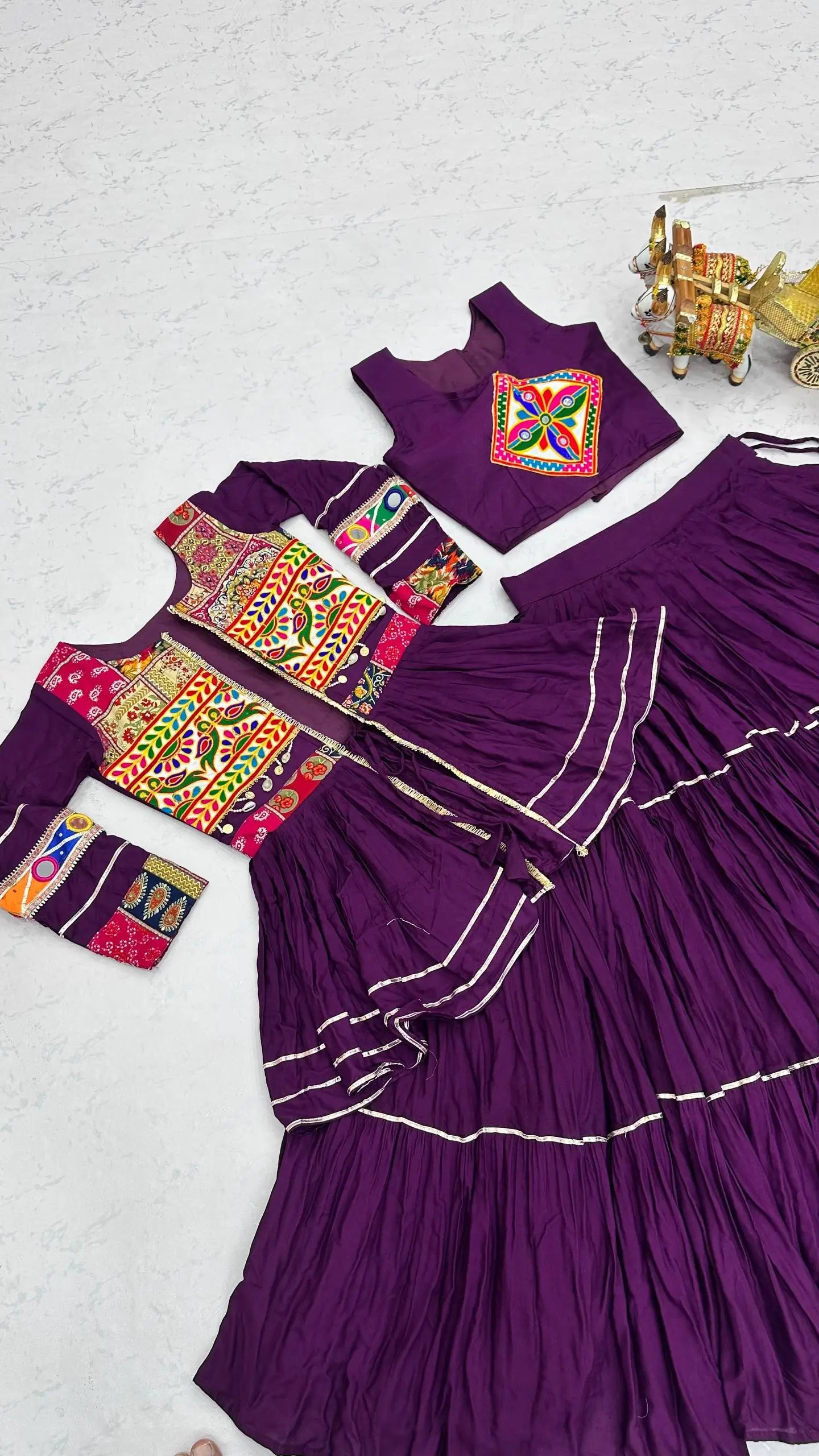 Gamthi Mirror Tiered Koti Lehenga