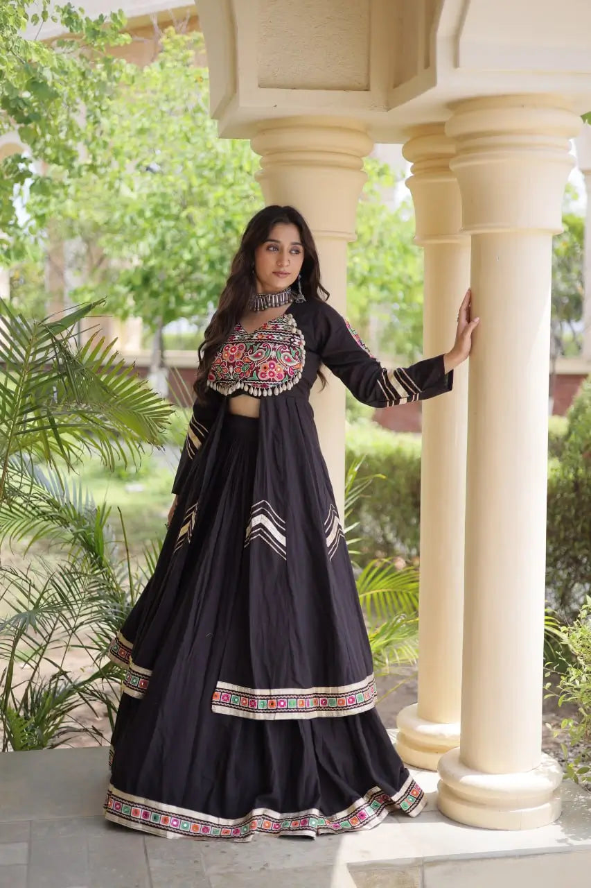 Gamthi Mirror Work Lehenga Set