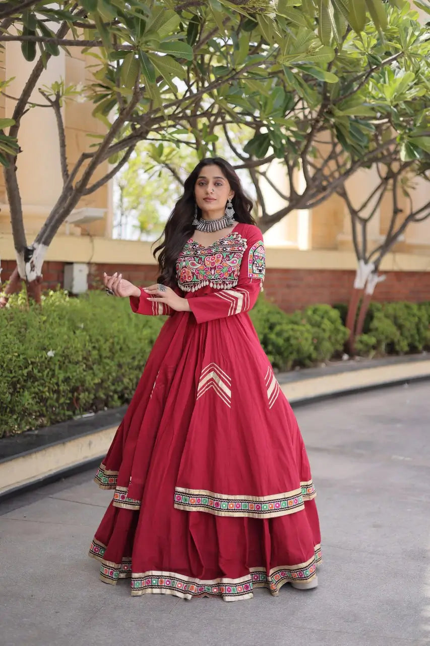 Gamthi Mirror Work Lehenga Set