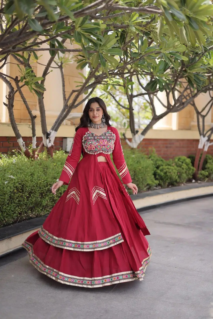 Gamthi Mirror Work Lehenga Set
