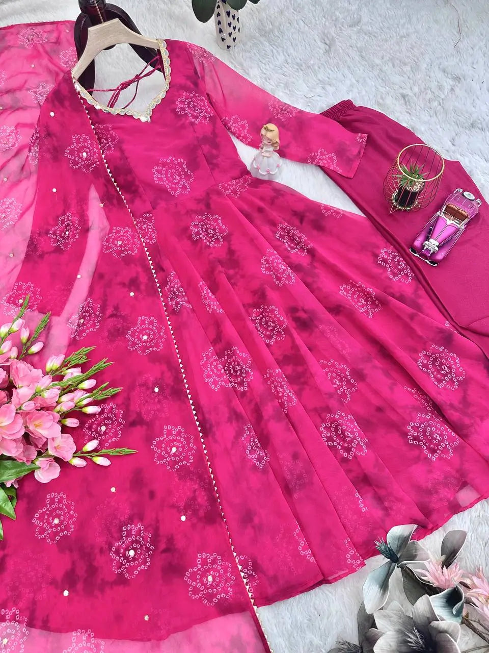 Georgette Anarkali Gown Set with Dupatta