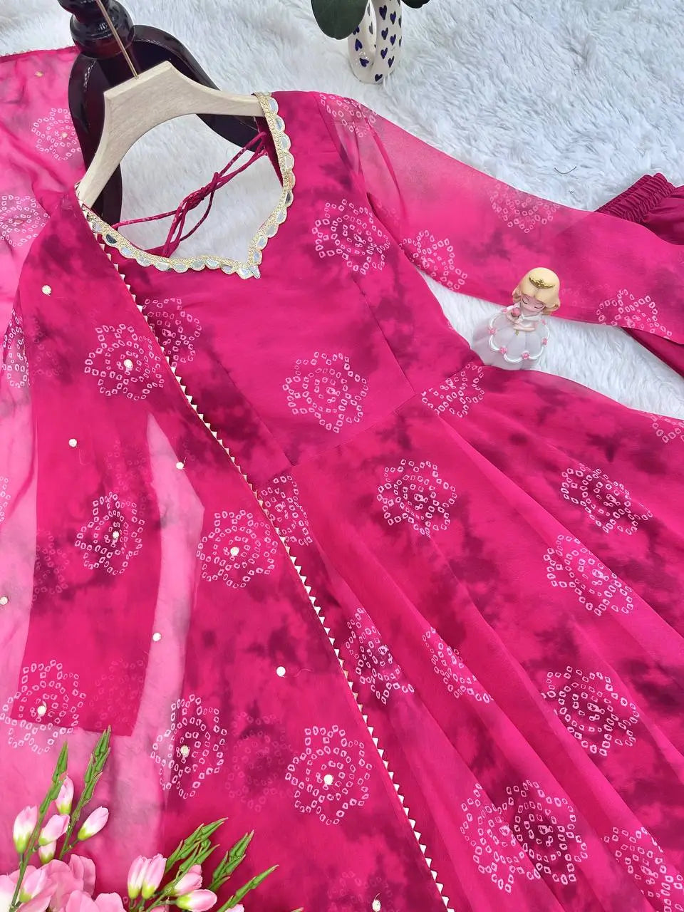 Georgette Anarkali Gown Set with Dupatta
