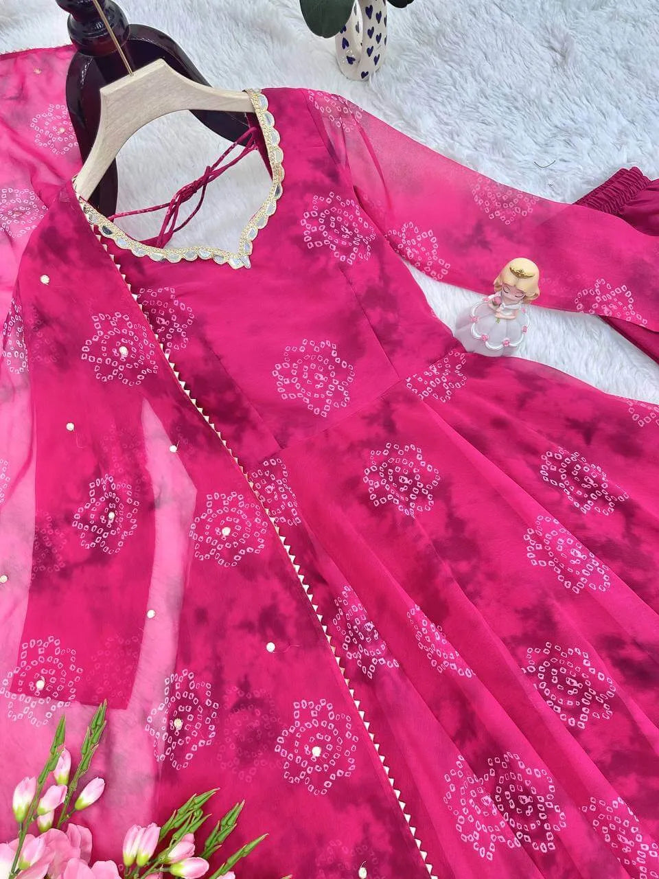 Georgette Anarkali Gown Set with Dupatta