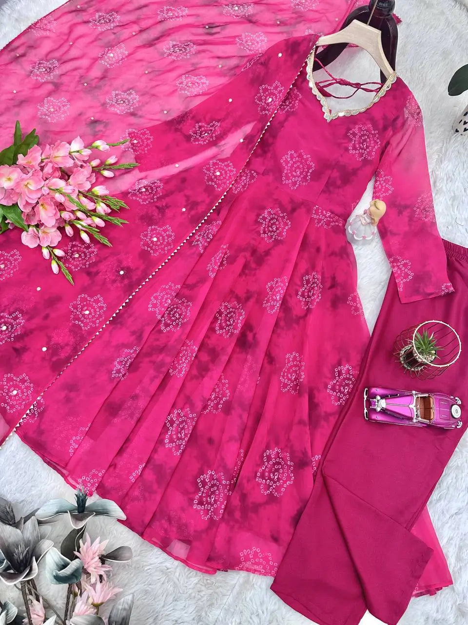 Georgette Anarkali Gown Set with Dupatta