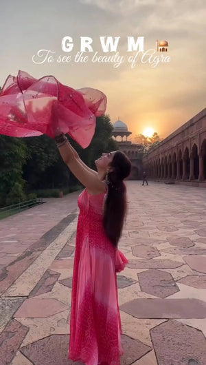 Georgette Chiffon Mirror Work Gown Set