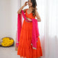 Georgette Chiffon Party Wear Gown Set with Dupatta