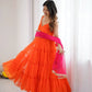 Georgette Chiffon Party Wear Gown Set with Dupatta