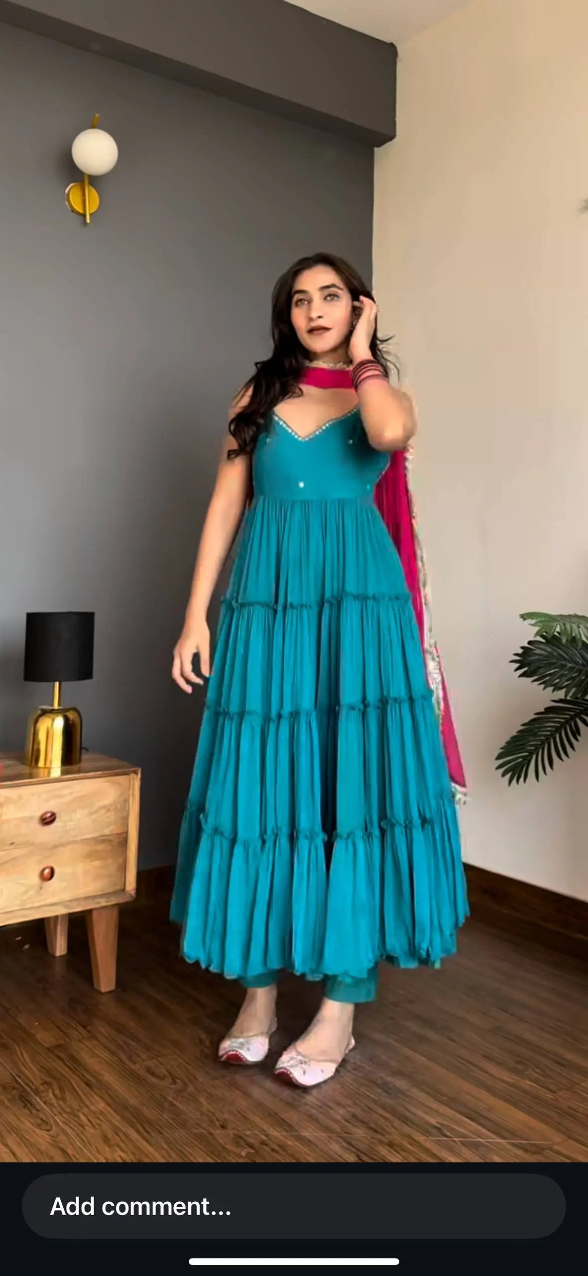 Georgette Chiffon Tiered Gown Set