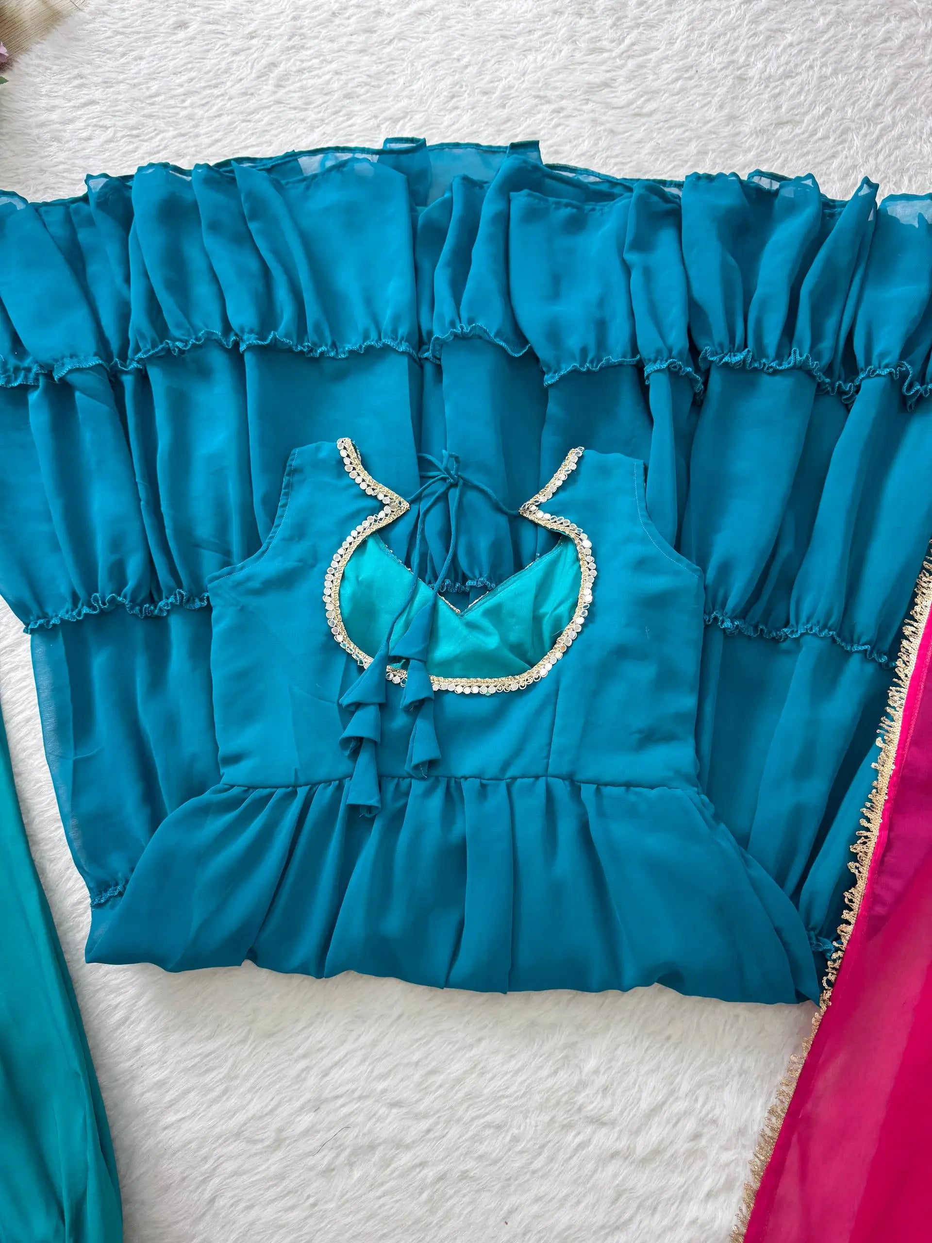 Georgette Chiffon Tiered Gown Set