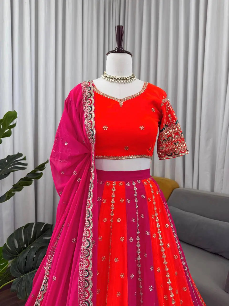 Georgette Embroidered Lehenga Set with Dupatta