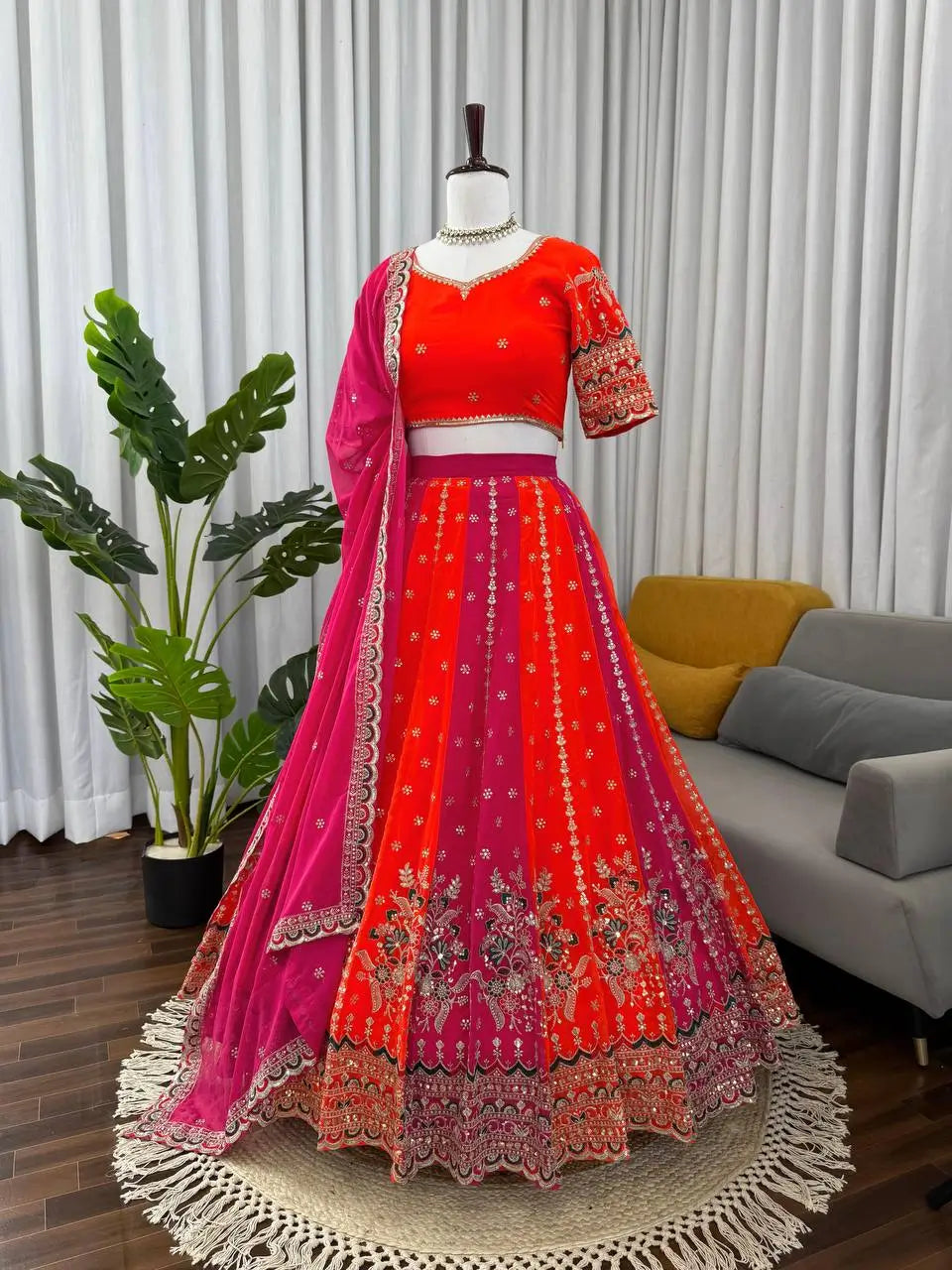 Georgette Embroidered Lehenga Set with Dupatta