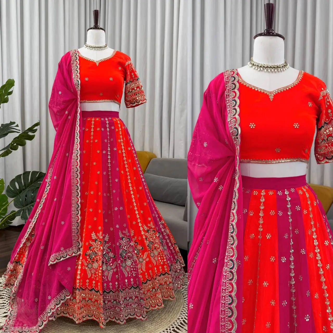 Georgette Embroidered Lehenga Set with Dupatta