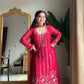 Georgette Embroidered Sharara Set with Belt Style Dupatta for Festive and Wedding Wear