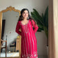 Georgette Embroidered Sharara Set with Belt Style Dupatta for Festive and Wedding Wear